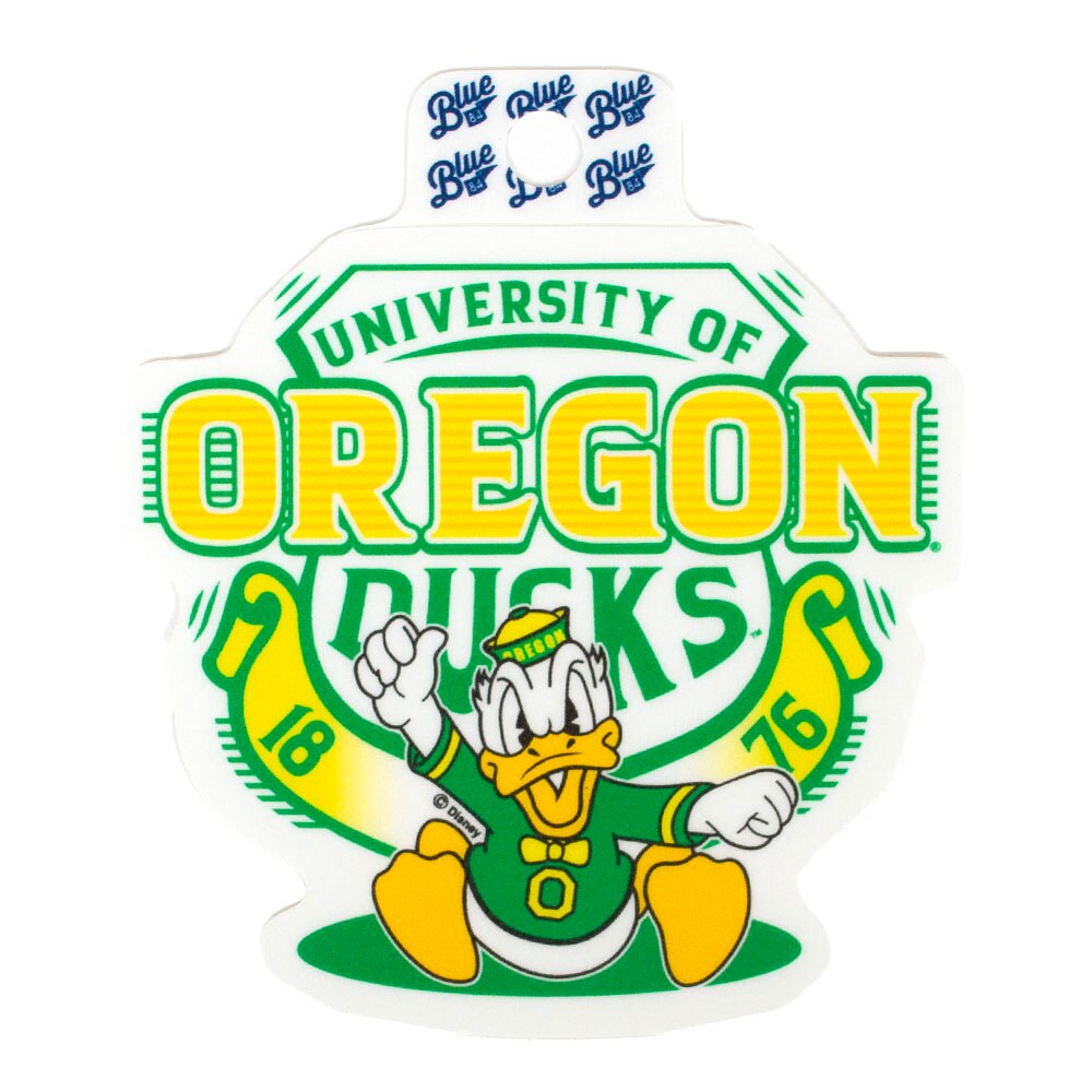 Charging Duck, Blue 84, White, Stickers, Home & Auto, 3"x4", 90's style, Oregon Ducks, 985525